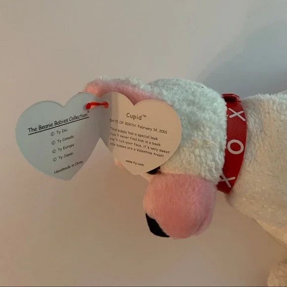 TY Beanie Babies Cupid White Plush Dog 7” New - Picture 4 of 7